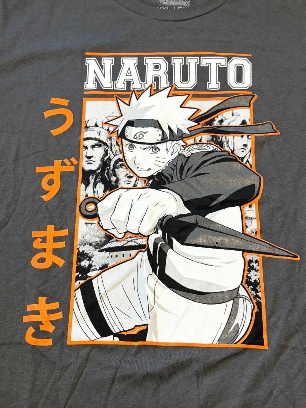 Naruto Graphic Tee for Men - Dark Gray with Orange Accents sz xxl